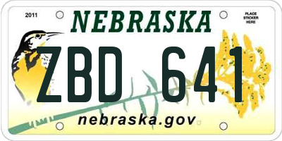 NE license plate ZBD641