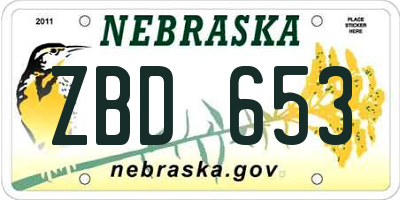 NE license plate ZBD653