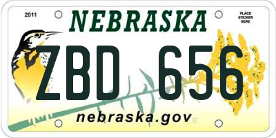 NE license plate ZBD656