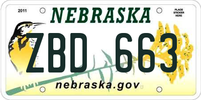 NE license plate ZBD663
