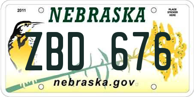 NE license plate ZBD676