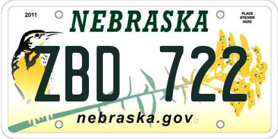 NE license plate ZBD722