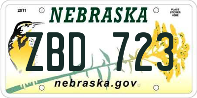 NE license plate ZBD723