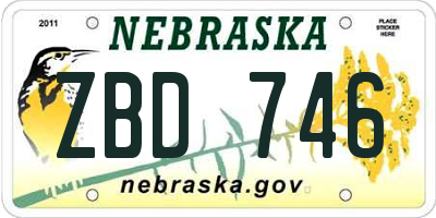 NE license plate ZBD746