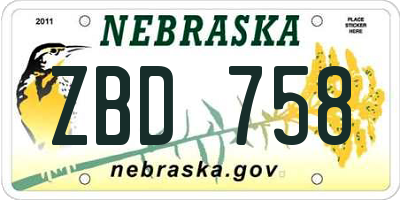 NE license plate ZBD758