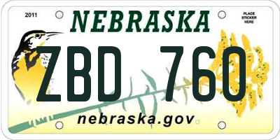 NE license plate ZBD760
