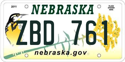 NE license plate ZBD761