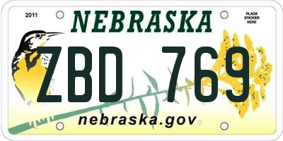 NE license plate ZBD769
