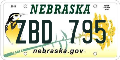 NE license plate ZBD795