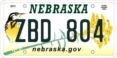 NE license plate ZBD804
