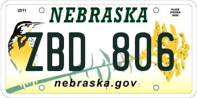 NE license plate ZBD806