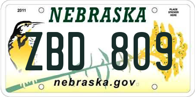 NE license plate ZBD809