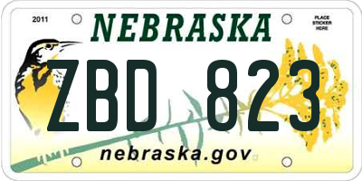 NE license plate ZBD823