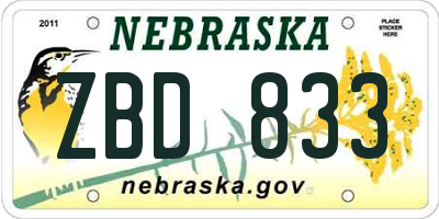 NE license plate ZBD833