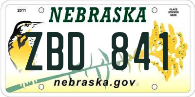 NE license plate ZBD841