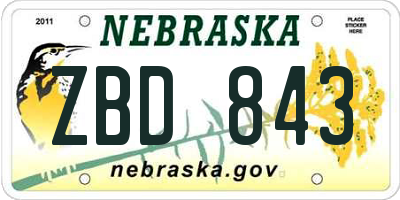 NE license plate ZBD843