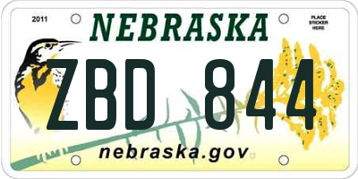 NE license plate ZBD844