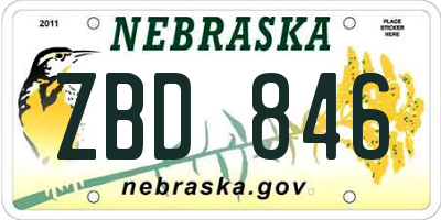 NE license plate ZBD846
