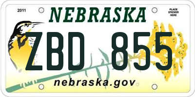 NE license plate ZBD855