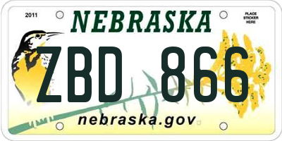 NE license plate ZBD866