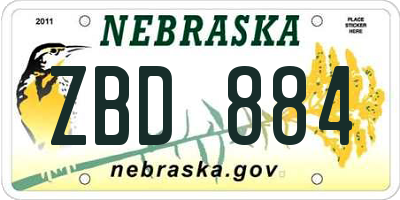 NE license plate ZBD884