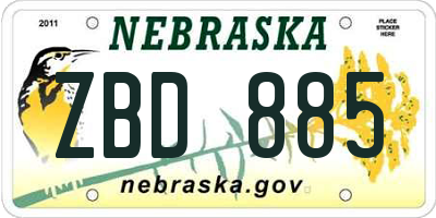 NE license plate ZBD885