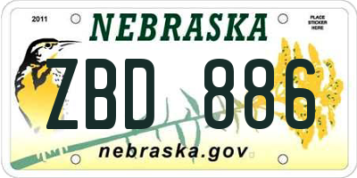NE license plate ZBD886