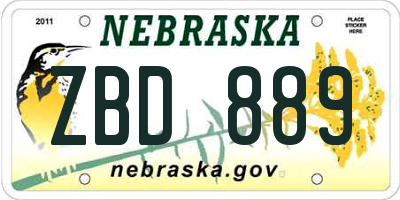 NE license plate ZBD889
