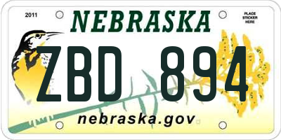 NE license plate ZBD894