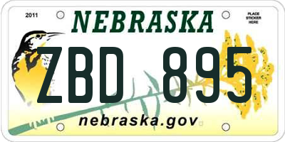 NE license plate ZBD895