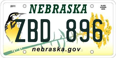 NE license plate ZBD896