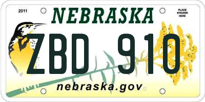 NE license plate ZBD910