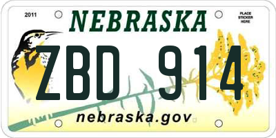 NE license plate ZBD914