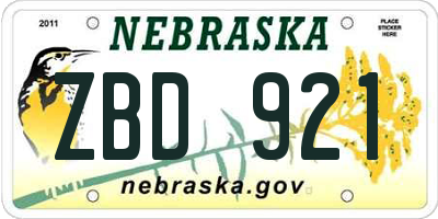 NE license plate ZBD921