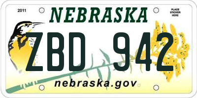 NE license plate ZBD942