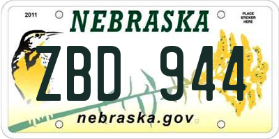 NE license plate ZBD944