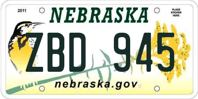 NE license plate ZBD945