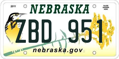 NE license plate ZBD951