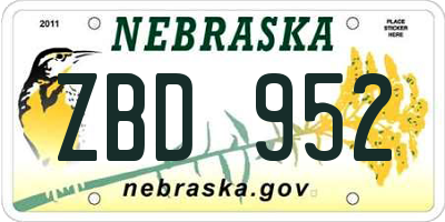 NE license plate ZBD952