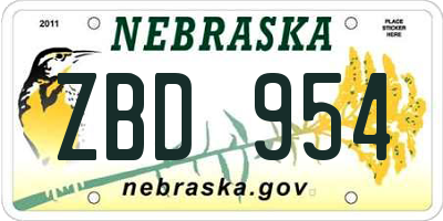 NE license plate ZBD954