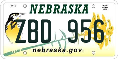 NE license plate ZBD956