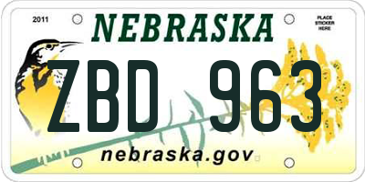 NE license plate ZBD963