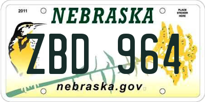 NE license plate ZBD964