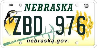 NE license plate ZBD976