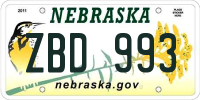 NE license plate ZBD993