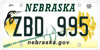 NE license plate ZBD995