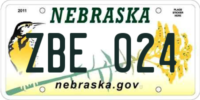NE license plate ZBE024