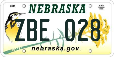 NE license plate ZBE028