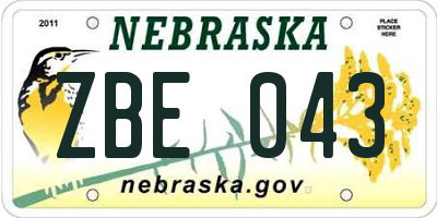 NE license plate ZBE043