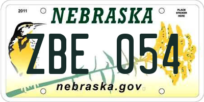 NE license plate ZBE054